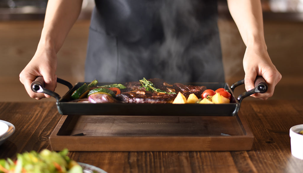 AUX（オークス）大人の鉄板 鉄板大 角蓋付き 日本製 IH対応 レシピ付き