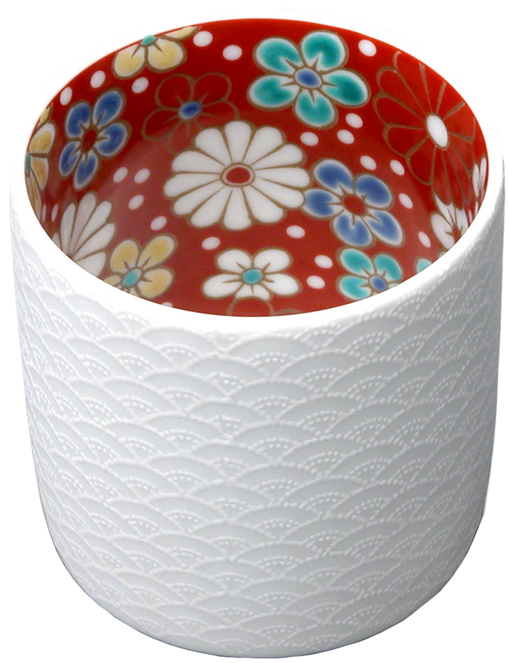 コアガラス 小暮紀一 冷酒杯 レース文様 赤 ぐい呑 おちょこ コア