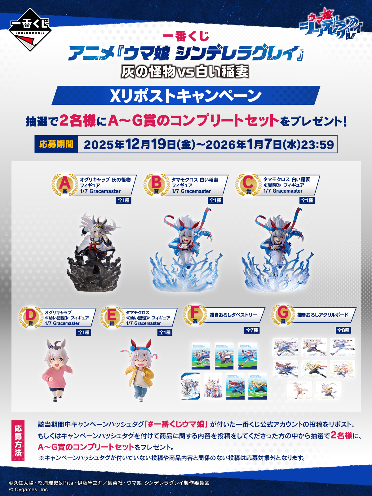 一番くじ アニメ『ウマ娘 シンデレラグレイ』 灰の怪物vs白い稲妻｜一