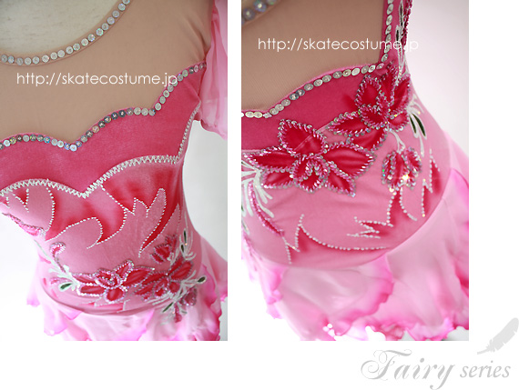 フィギュアスケート衣装 FRY-130ピンク スケートコスチュームDD