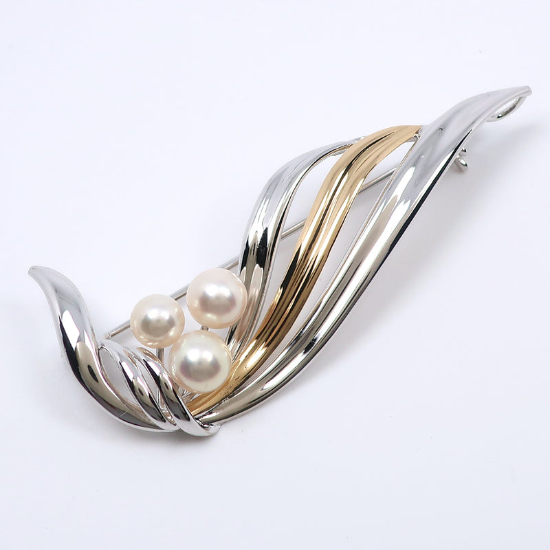 TASAKI】タサキ 真珠 ブローチ K18イエローゴールド×シルバー×パール