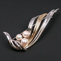 TASAKI】タサキ 真珠 ブローチ K18イエローゴールド×シルバー×パール