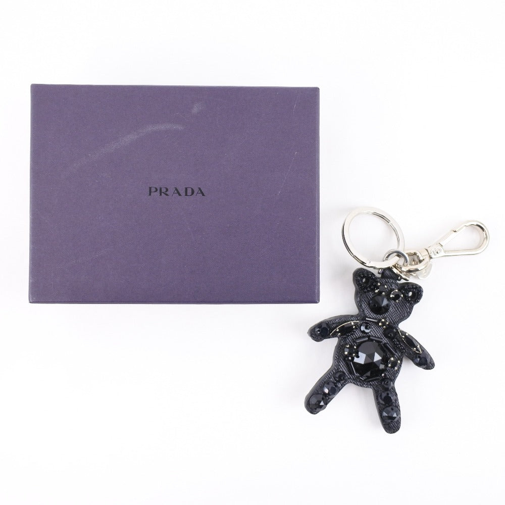 PRADA】プラダ テディベア/クマ キーホルダー サフィアーノ 黒