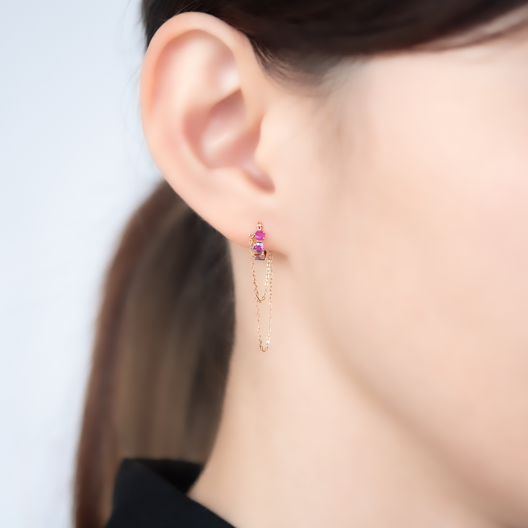 ピアス K10ピンクゴールド ルビー ロードライトガーネット ピンク