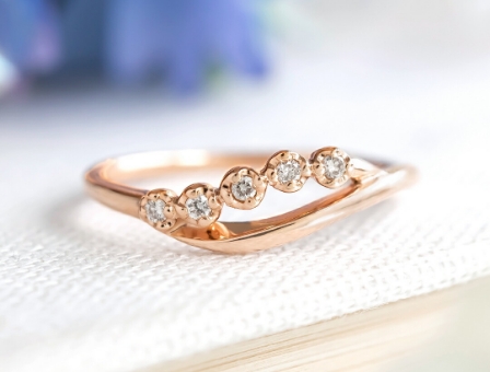 ピンキーリング K10ホワイトゴールド ダイヤモンド合計0.02ct(二連)(4