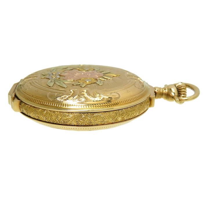 WALTHAM/ウォルサム】 ハンターケース 彫刻 懐中時計 K14ゴールド 手