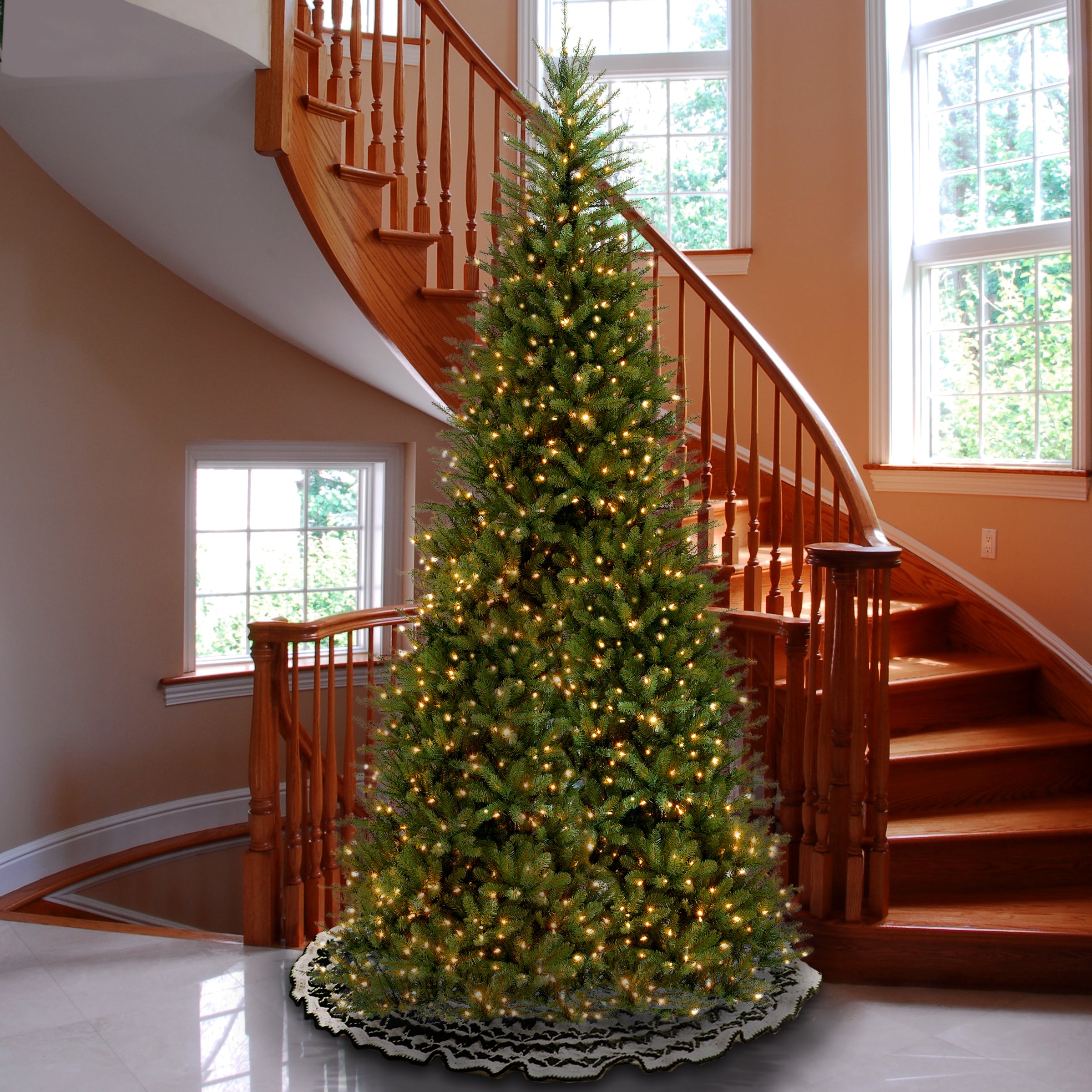 10 ft.Pre-Lit Dunhill Fir Slim Tree with Clear Lights, Plug-In