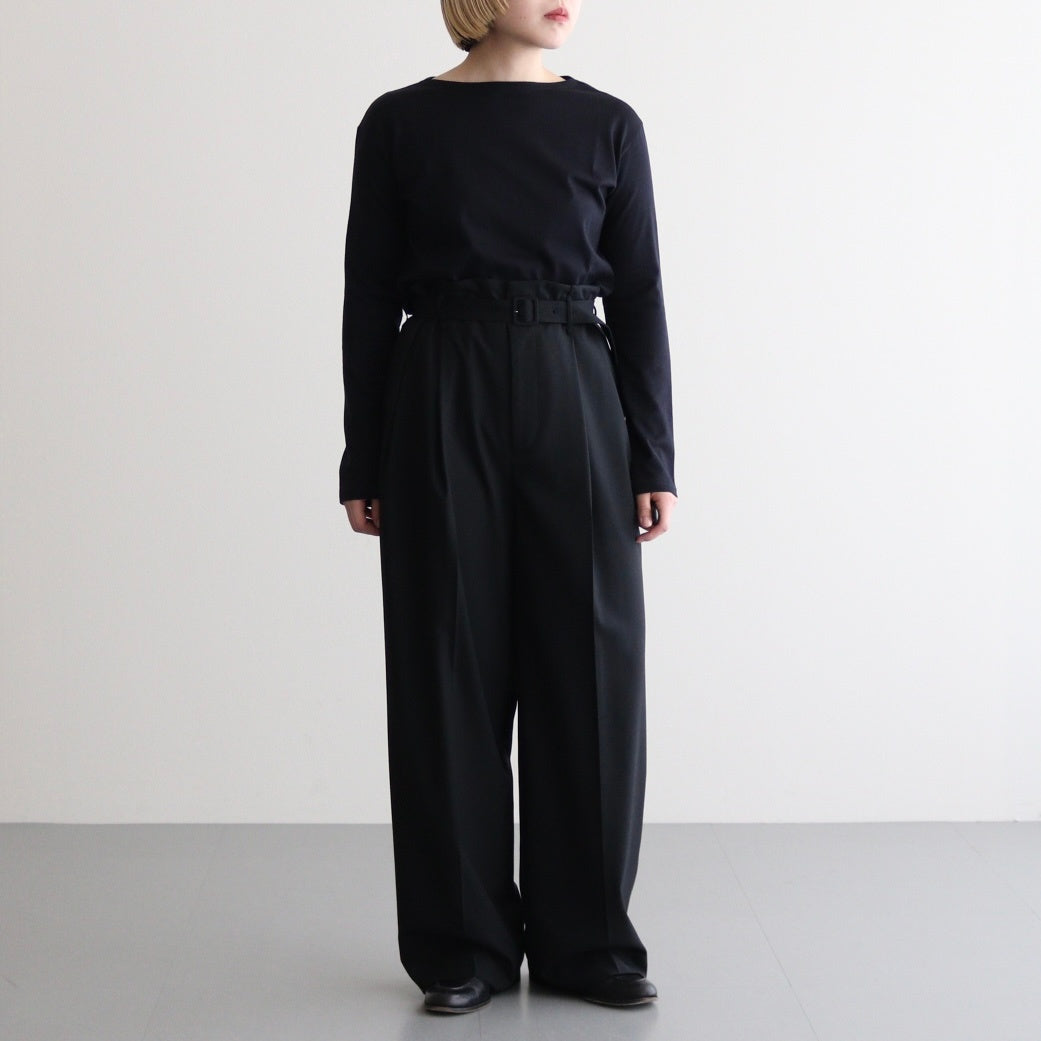 SUPER FINE TROPICAL WOOL TWO-TUCK SLACKS #BLACK [A25SP04MT] – ciacura