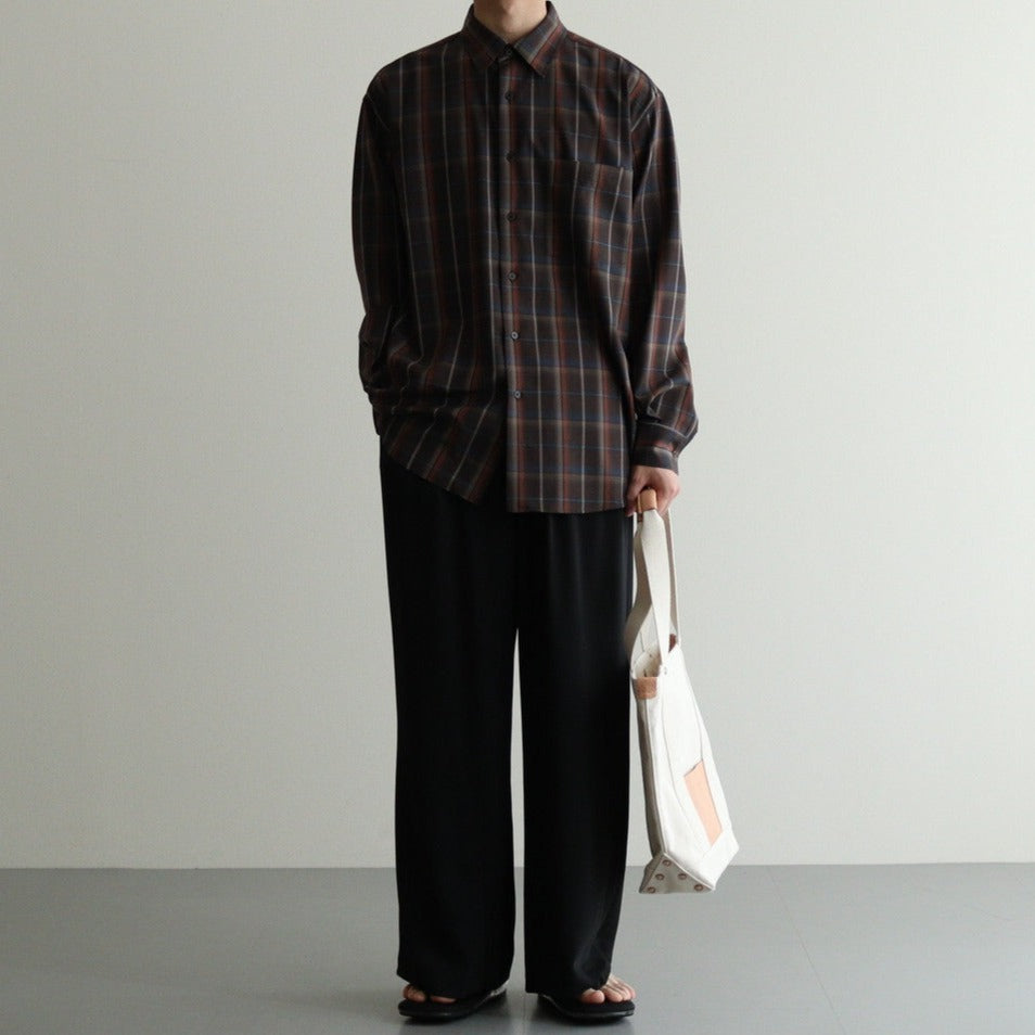 SUPER LIGHT WOOL CHECK SHIRT #DARK BROWN CHECK [A24SS01LC] – ciacura