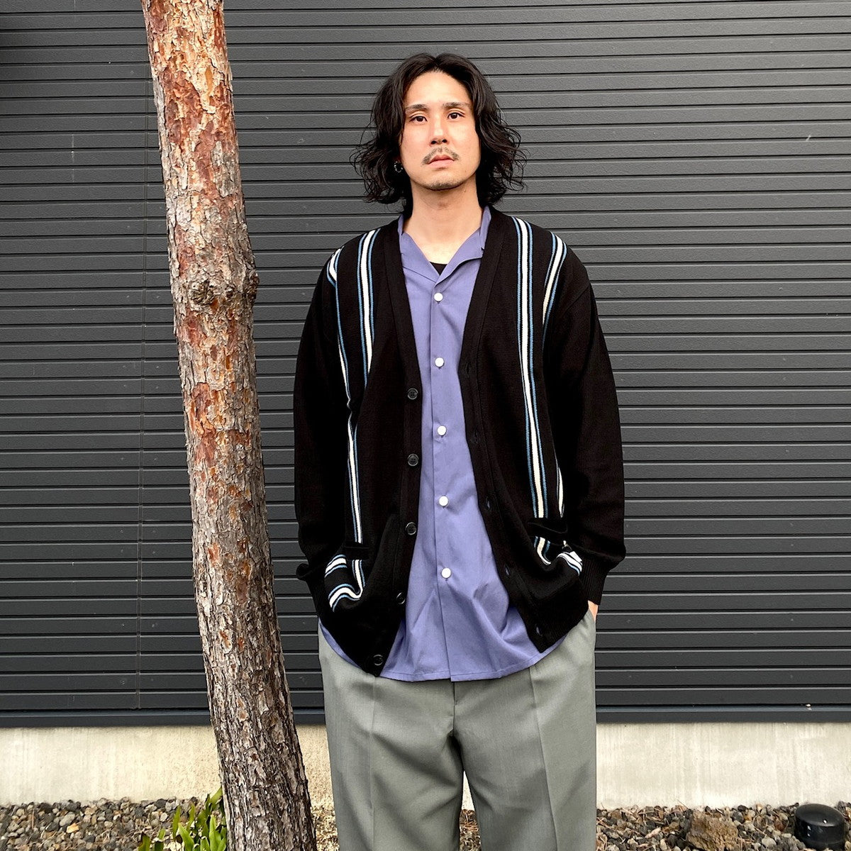 STRIPED CARDIGAN #BLACK [24SS-WMK-KN13]_WACKO MARIA | ワコマリア