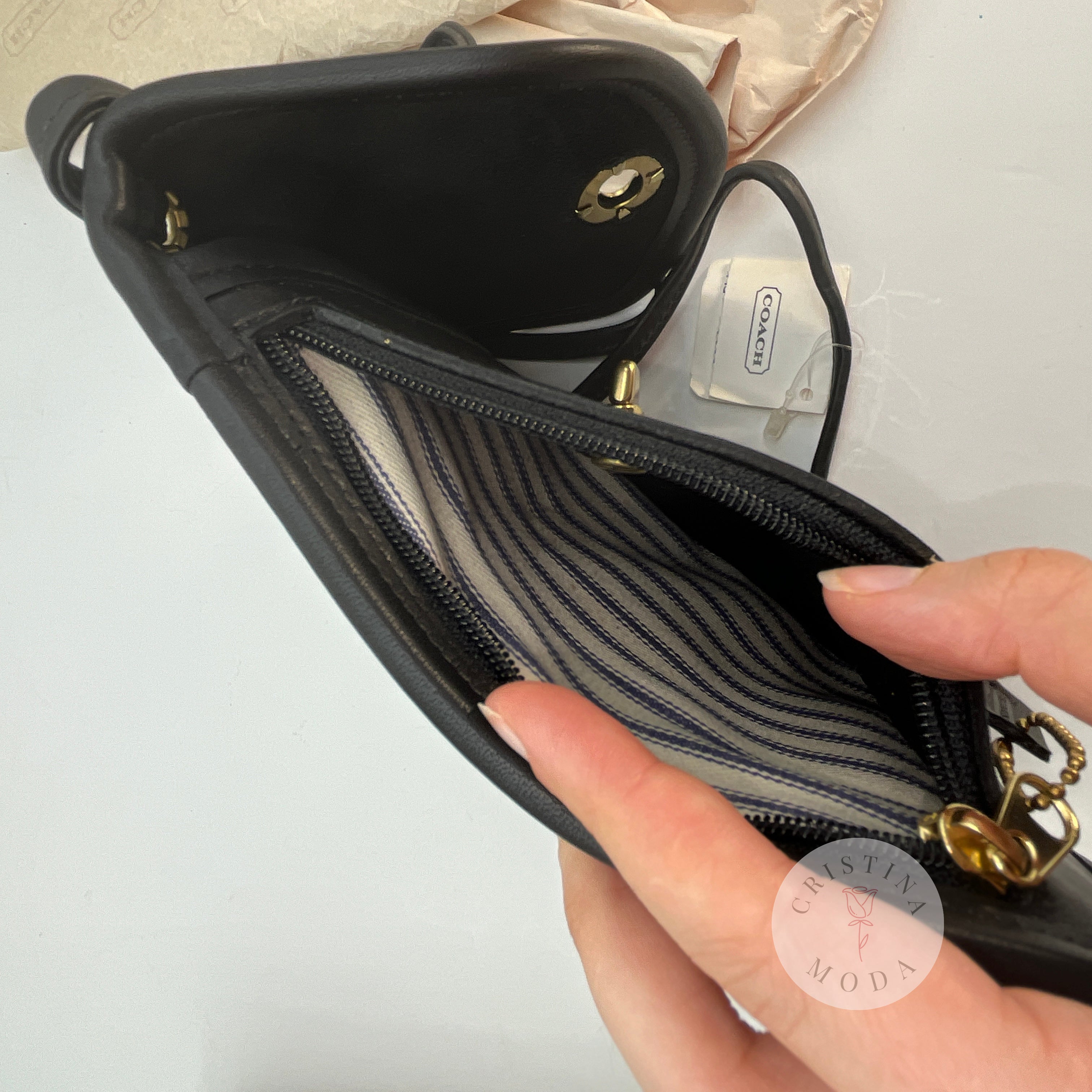 NEW Vintage Coach Tourist Pouch Passport Hipster 6908 Black USA