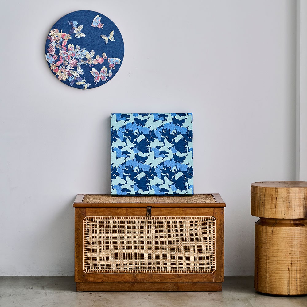 Circulation Vol.4 middle size」／刺繍アート(デニムブルー