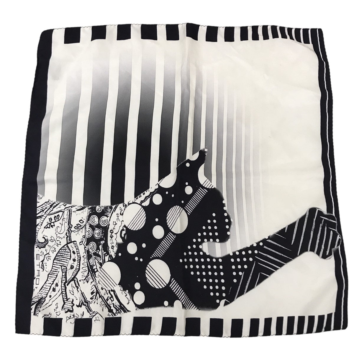 ETRO(エトロ) シルクスカーフ ホワイト×ブラック｜【公式】カインド