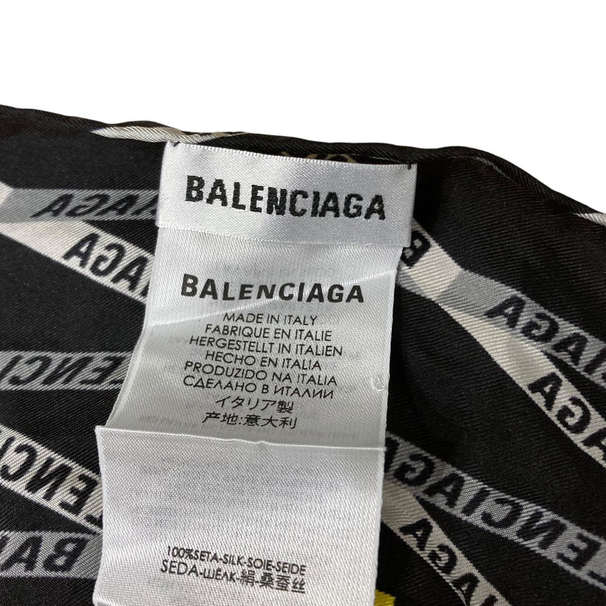 BALENCIAGA(バレンシアガ) スカーフ ブラック×ホワイト×イエロー