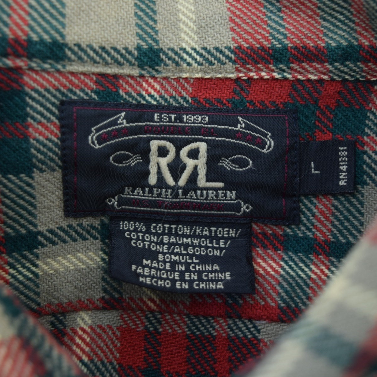 RRL(ダブルアールエル) ヘビーネルシャツ 三ツ星タグ 90Sヴィンテージ