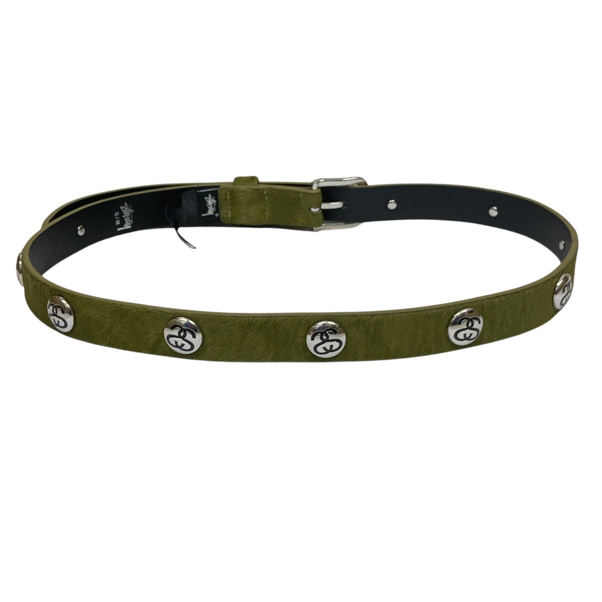 stussy(ステューシー) ss link studded beltロゴスタッズハラコレザー