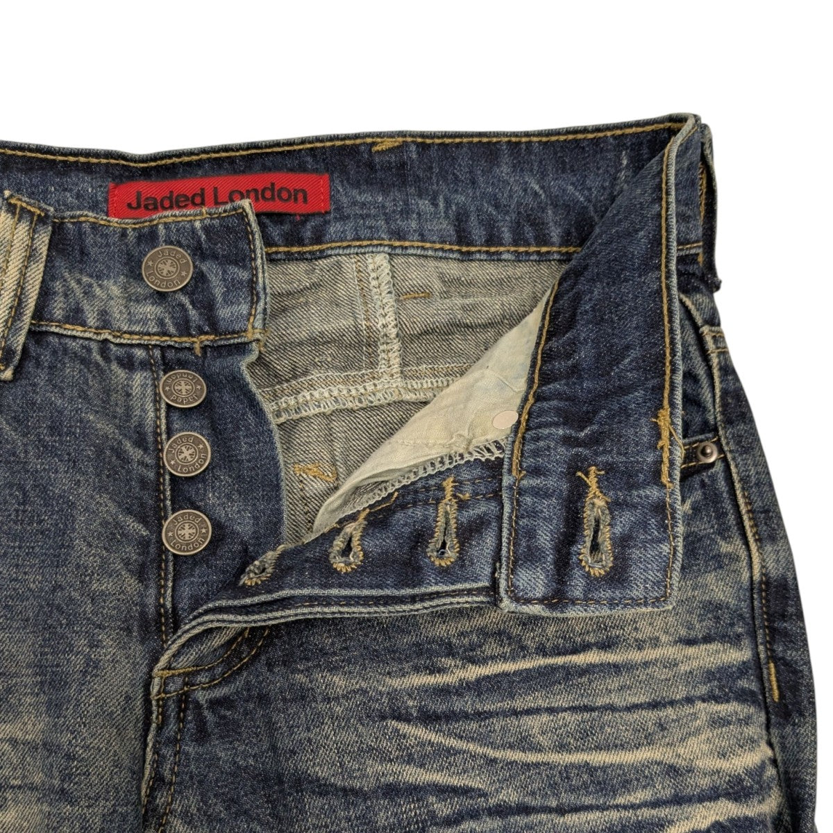 JADED LONDON(ジェイデッドロンドン) Mid Blue Drift Flared Jeans