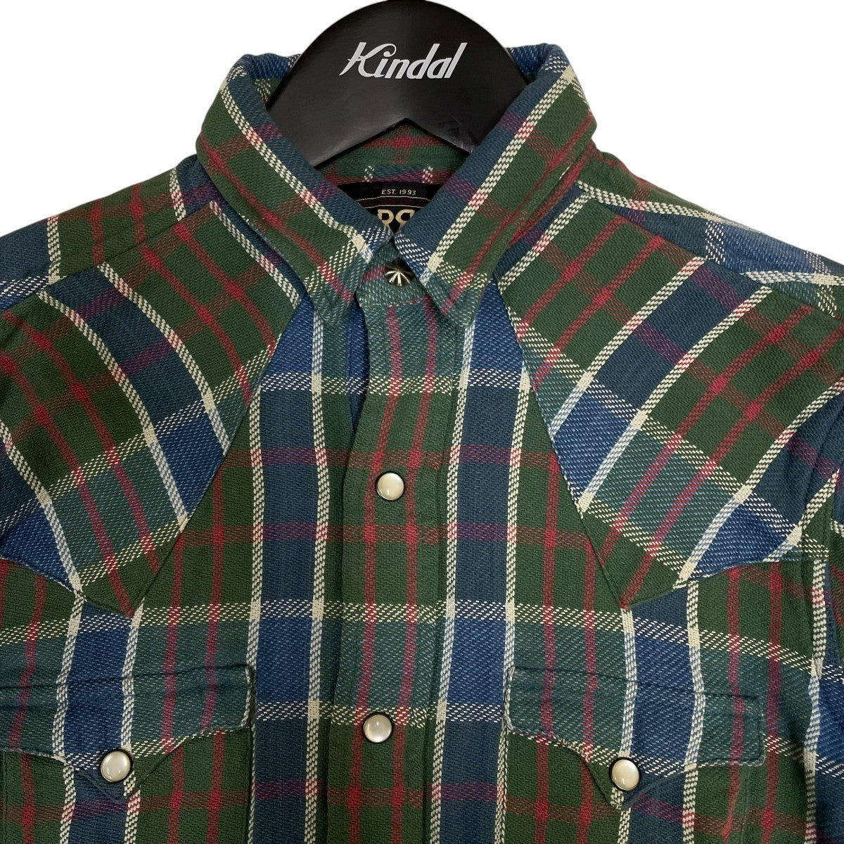 RRL(ダブルアールエル) ガラスボタン長袖チェックシャツ65978 65978