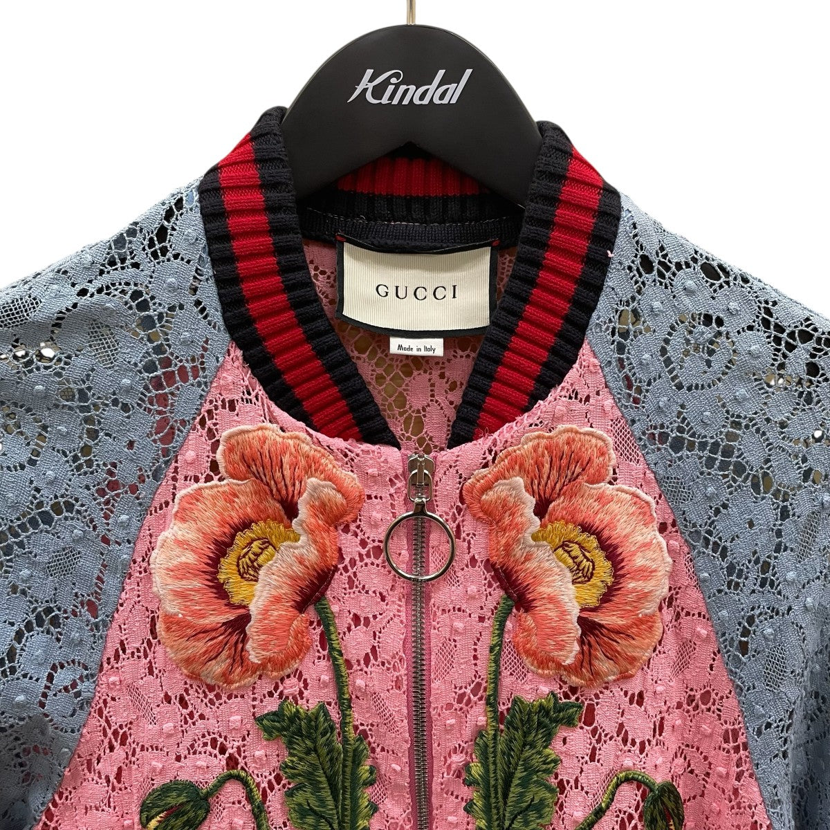 GUCCI(グッチ) Multi Floral Embroidered Full Zip Lace Bomber