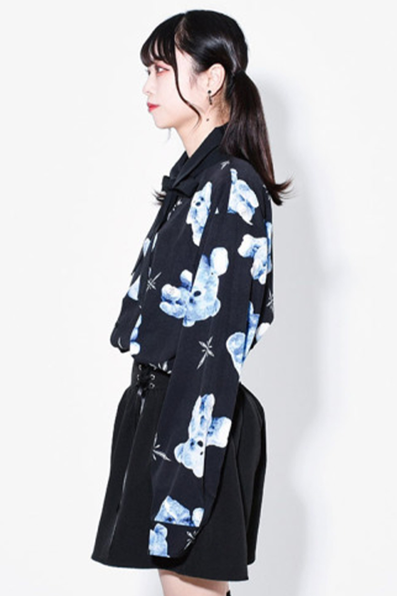 TRAVAS TOKYO【トラバストーキョー】リボン付きクマ総柄バイカラー