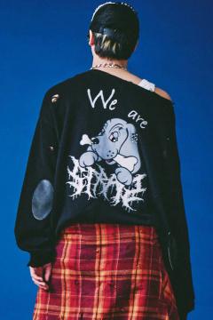 GALFY (ガルフィー) ボロボロカートニット BLACK / ロックファッション