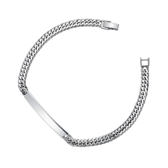 純プラチナ プレートチェーン ブレスレット （6面カットダブル/キヘイ