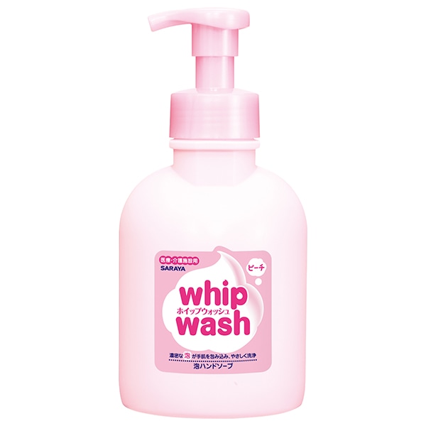 サラヤ｜ホイップウォッシュピーチ 500mL泡ポンプ付（減容ボトル