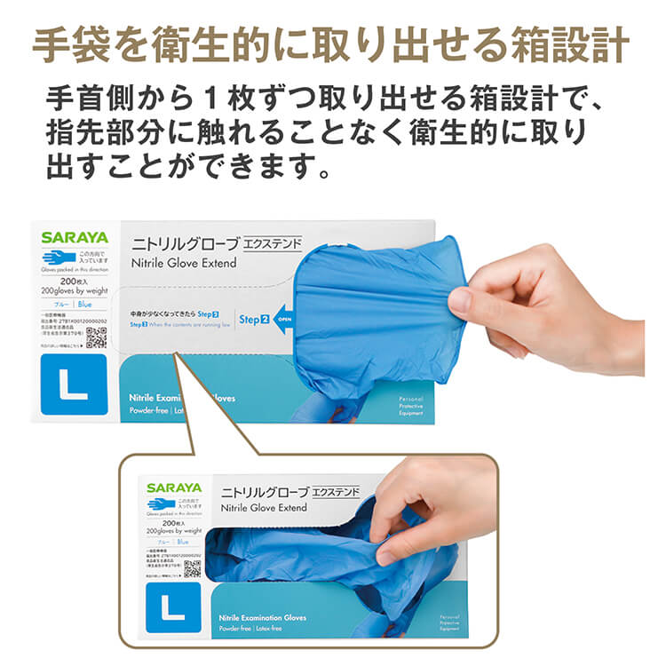 サラヤ｜ニトリルグローブ エクステンド ブルー XS 200枚: サラヤプロ