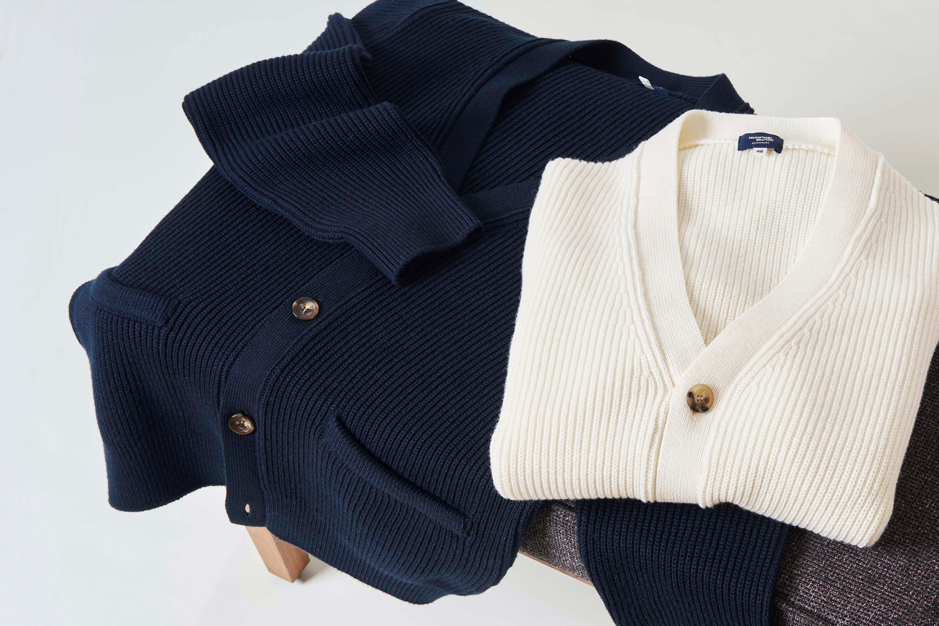 リブニットカーディガン(46 ホワイト系): メンズ｜メーカーズシャツ