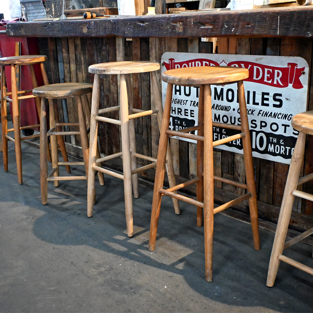 木製 ハイスツール】GALLUP | チーク ラウンド トップ スツール (30