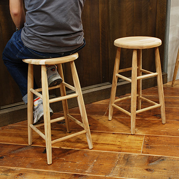 木製 ハイスツール】GALLUP | チーク ラウンド トップ スツール (24