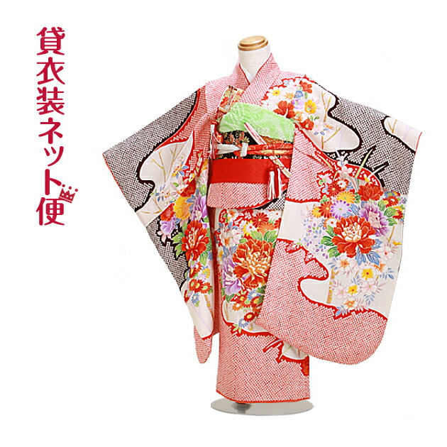 楽天市場】七五三 着物 7歳 フルセット レンタル 女の子 〔青色 扇