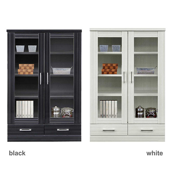 楽天市場】書棚 ガラス扉 スリム 幅80cm 高さ120cm 白 黒 本棚 扉付 大