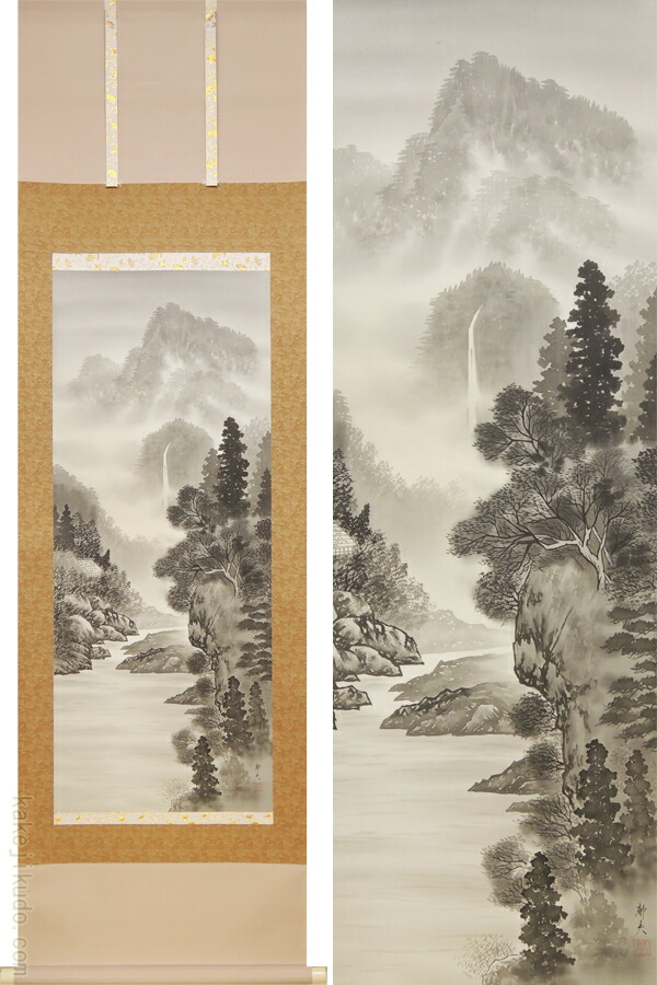 楽天市場】掛け軸 水墨山水 (三浦光陽) 送料無料 【掛軸】【一間床