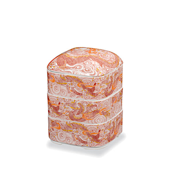 楽天市場】九谷焼 青郊窯三段重（重箱）花詰 黒SK-457 : 九谷陶芸 北山