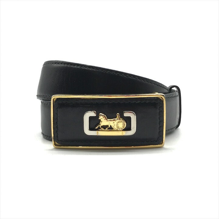 楽天市場】セリーヌ レザーベルト 馬車バックル ヴィンテージ ブラック