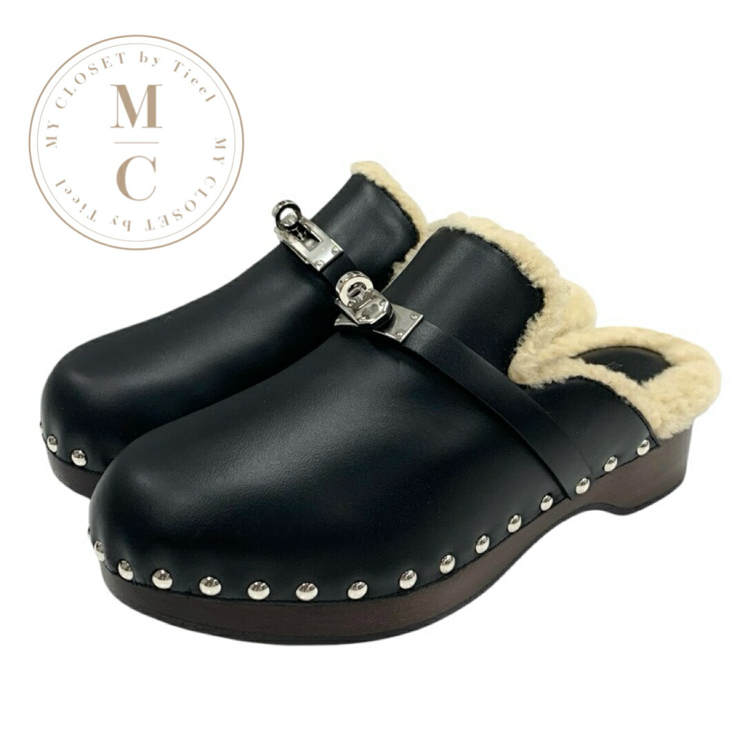 楽天市場】【エルメス】Hermes カリャ レザー スタッズ 厚底 ミュール