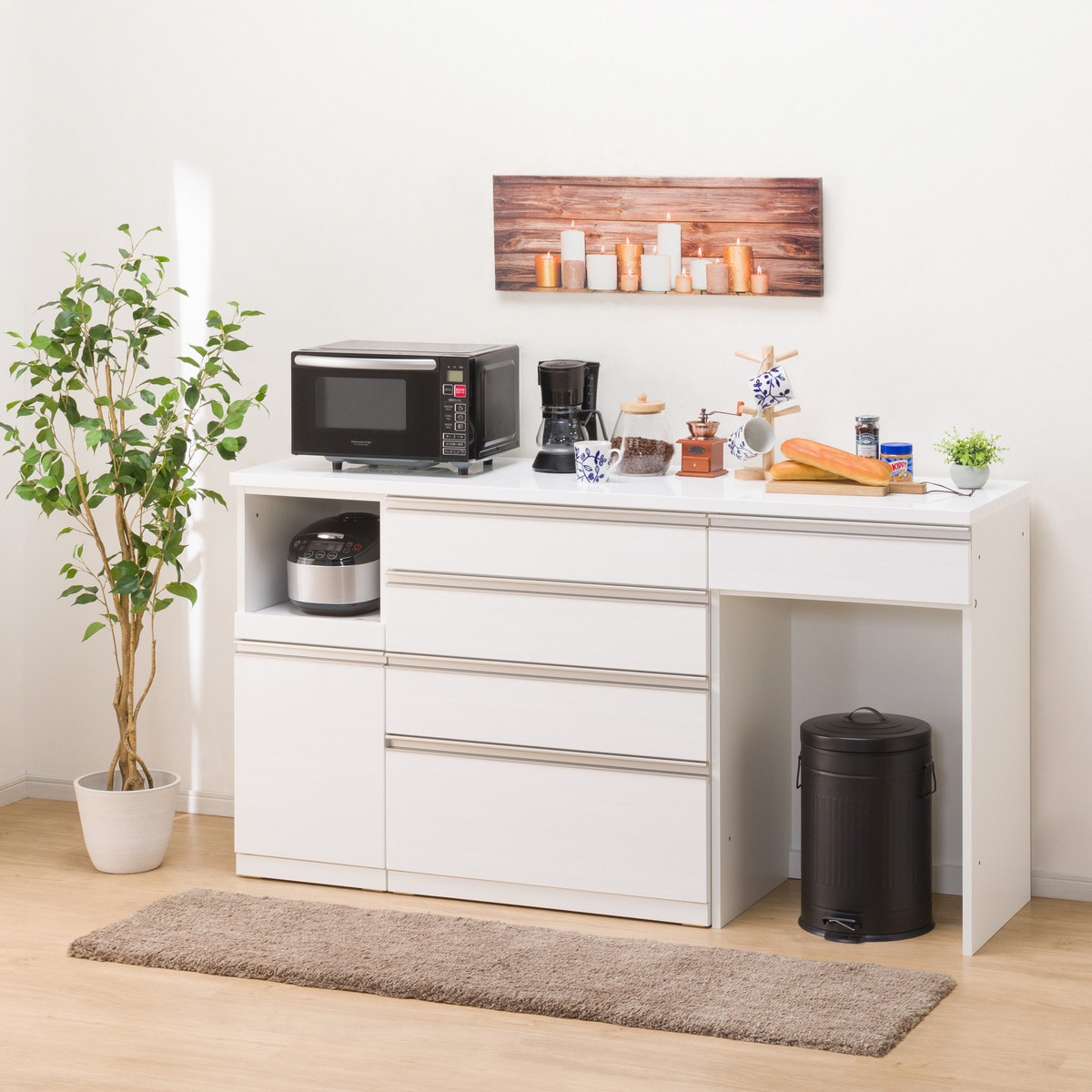 楽天市場】キッチンカウンター (セラミック天板リガーレ180CT WH