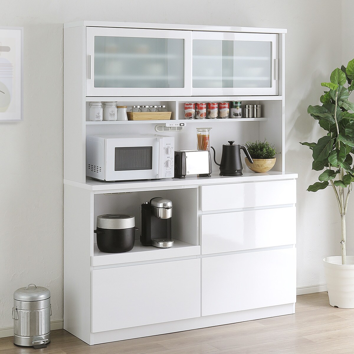 楽天市場】鏡面仕様のキッチンボード (幅159.5cm WH) ニトリ 【配送員