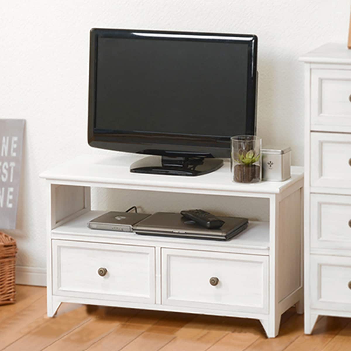 楽天市場】フレンチアンティーク調ホワイトシャビーテレビ台 （幅88cm