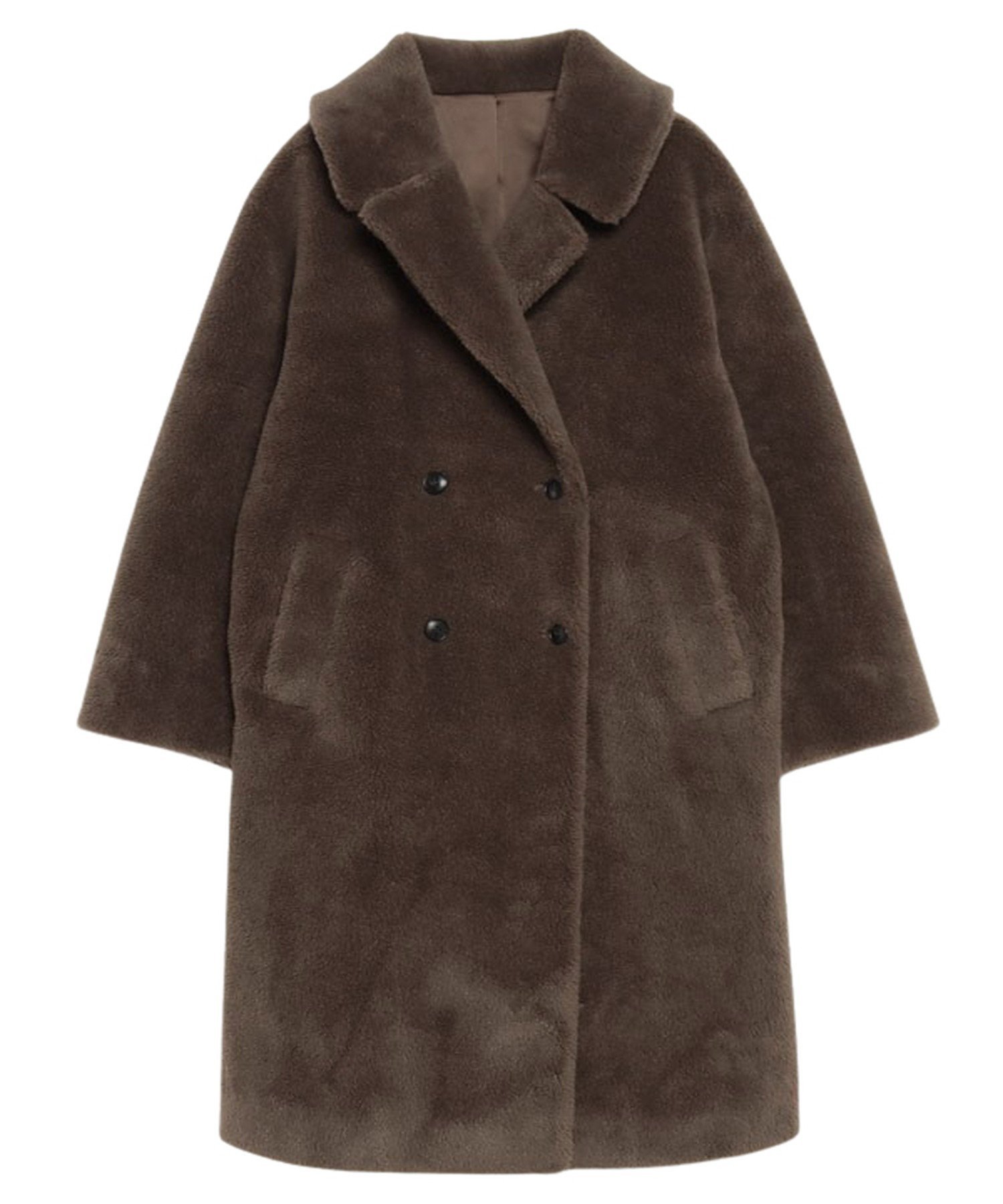 anuans ウールブレンドボアダブルロングコート アニュアンス