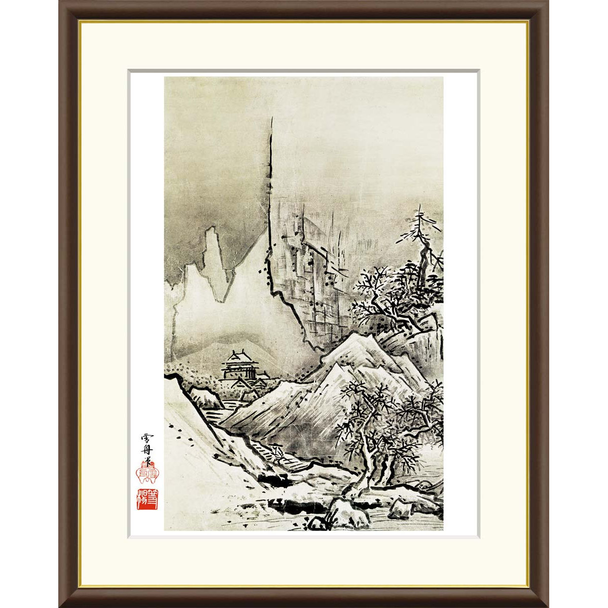楽天市場】有名 画家 額入りアート 雪舟 「秋冬山水図 冬」 j2072 F8