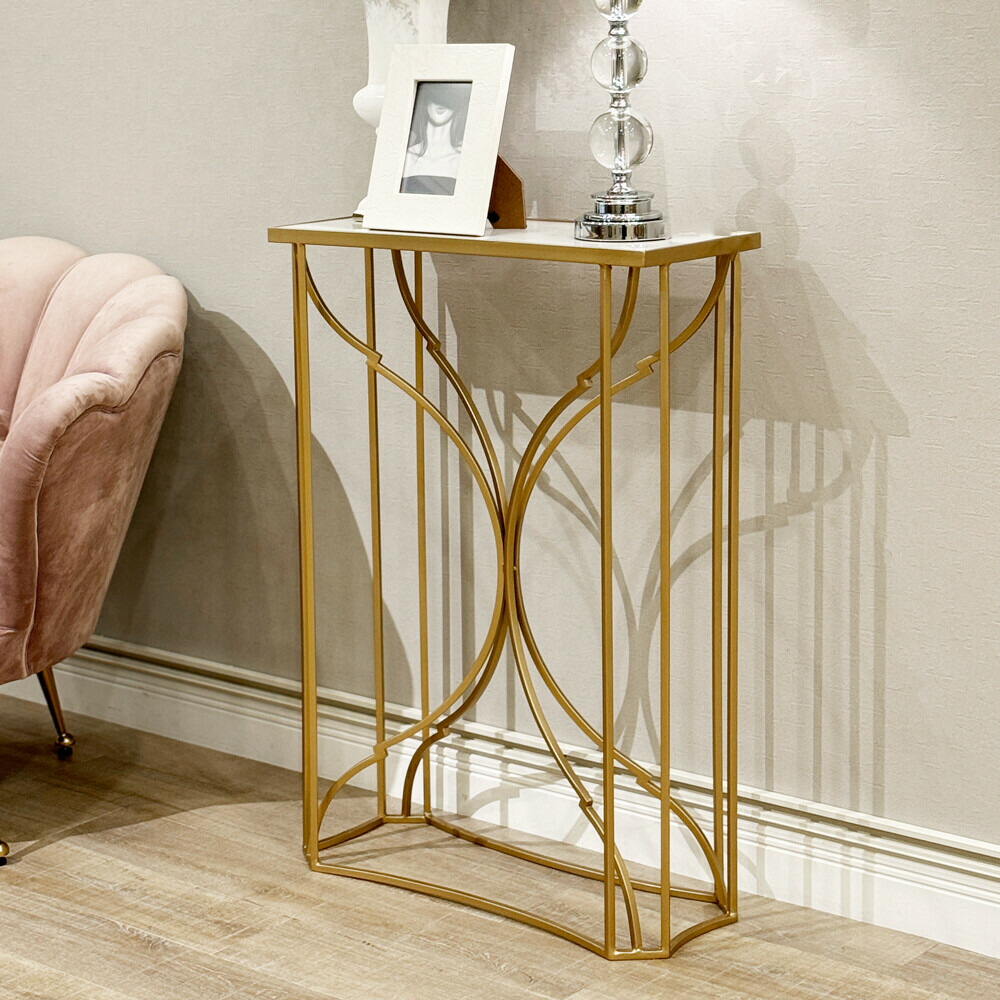 楽天市場】天板大理石 半円コンソールアイアン コンソール テーブル