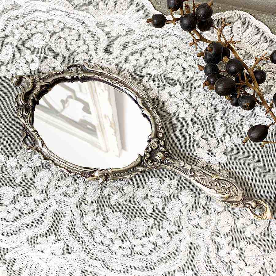 楽天市場】輸入雑貨 ハンドミラー シルバー 手鏡 アンティーク