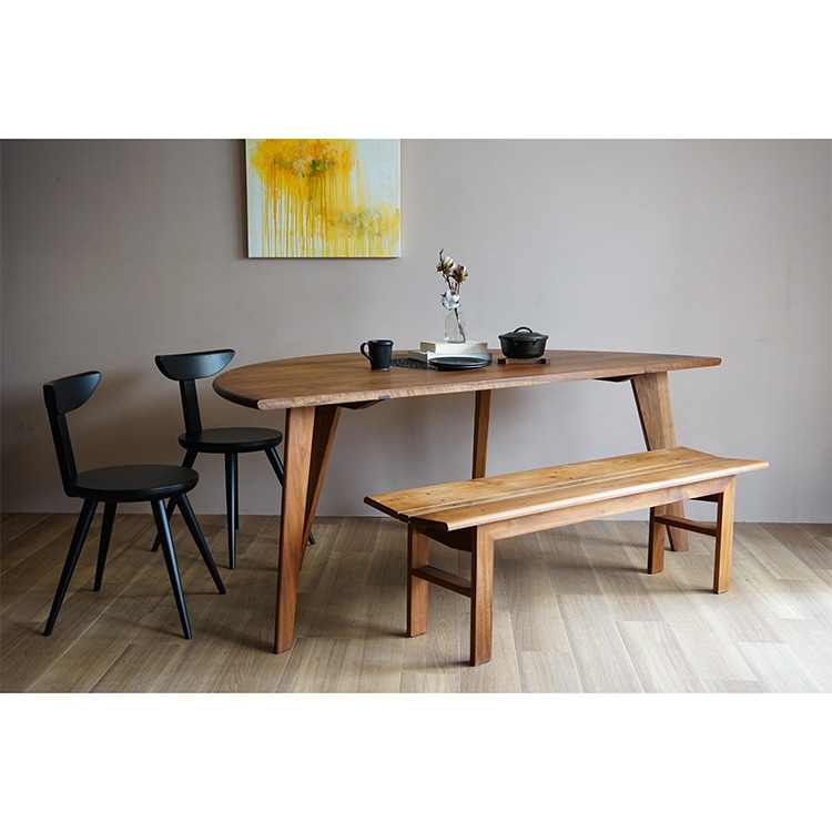 半円ダイニングテーブル(幅190cm) (樹種ウォールナット 塗装ウレタン