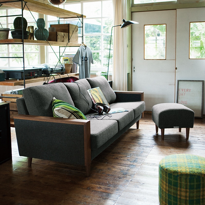 エフ スツール (張地の種類F-30 グリーンストライプ): rigna