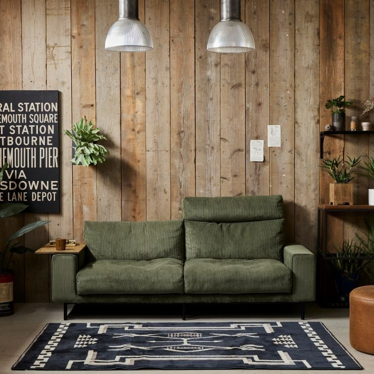 オリジナルクラシックソファオリーブグリーン 花柄 フリル付き