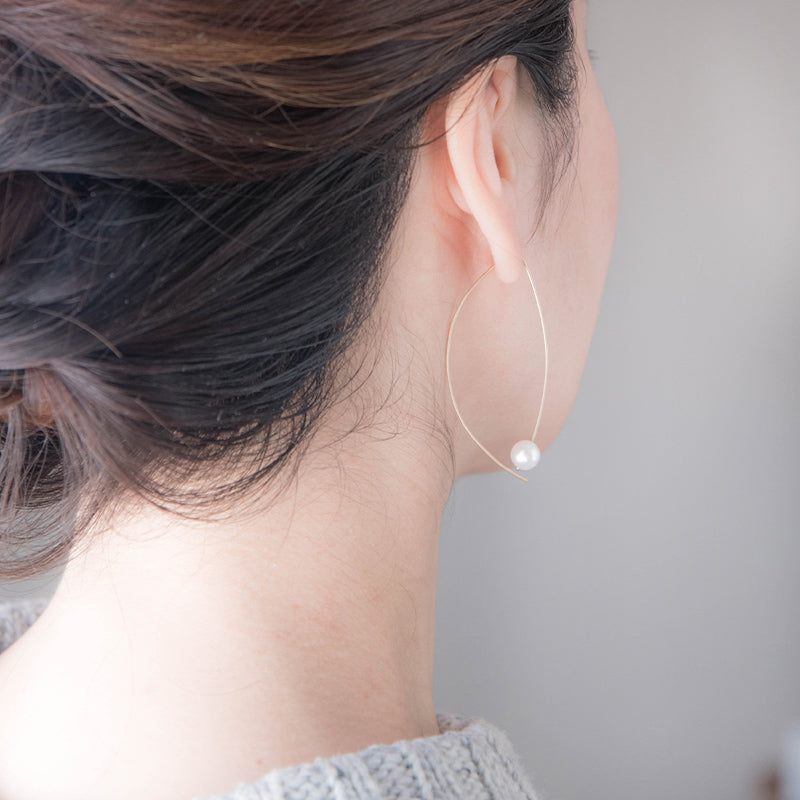 k18 あこや真珠 フープピアス｜大ぶりで上品な存在感のパール