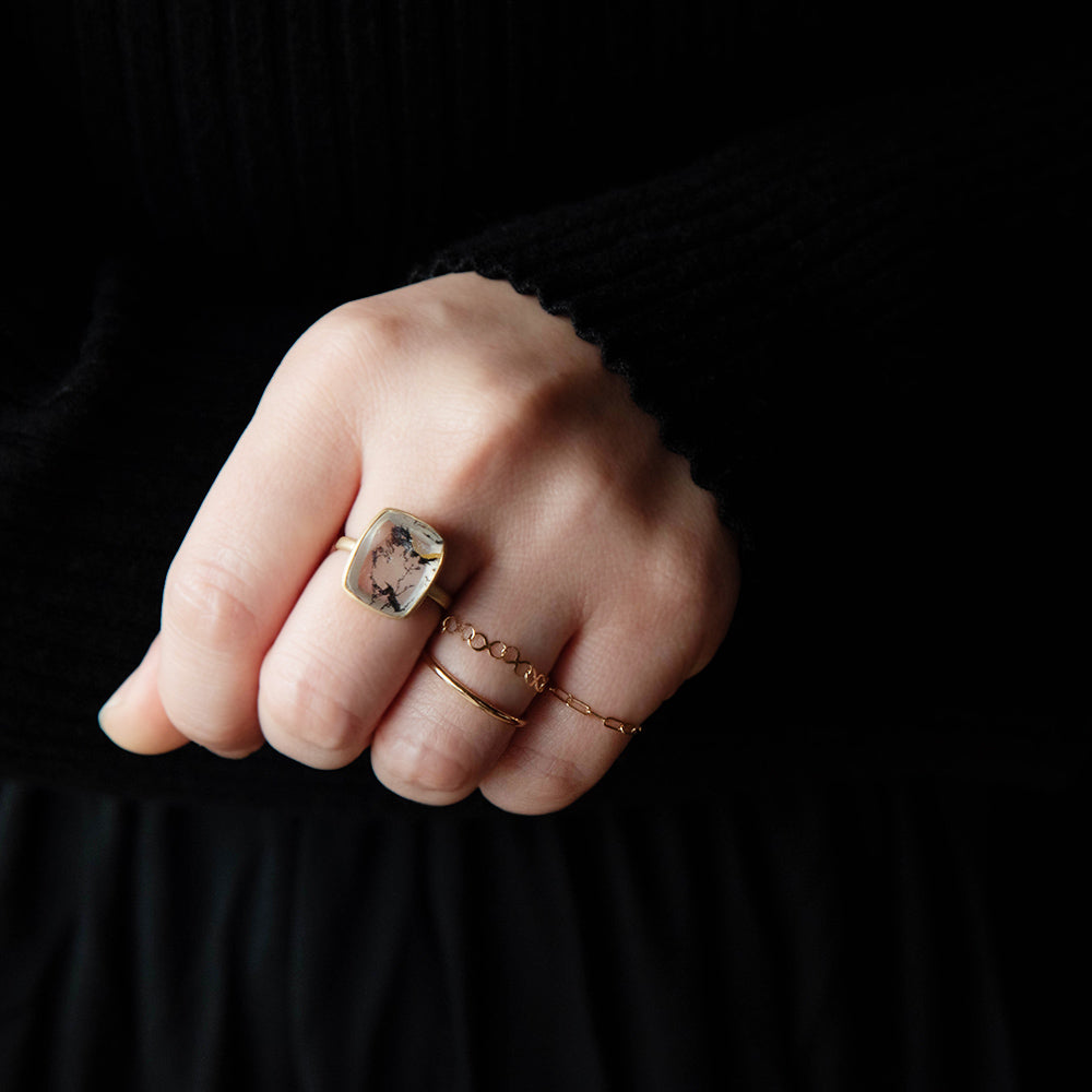 1点もの 】指輪 リング K18 天然石 デンドリティッククォーツ