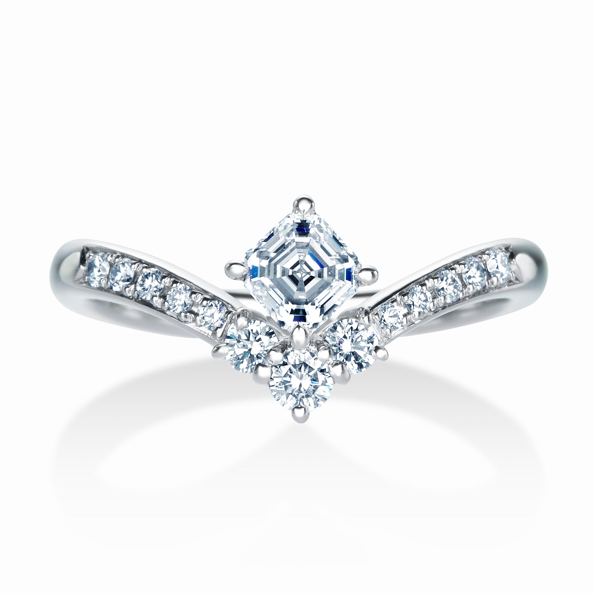 ロイヤル・アッシャー・カット プラチナ ダイヤモンドリング AC022